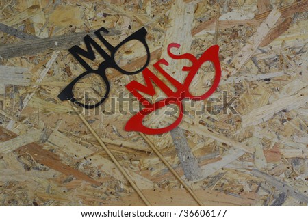 Paper made props isolated on wooden background, with special design.