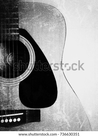 guitar in black and white with blur and grunge