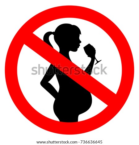 No alcohol during pregnancy period vector sign illustration isolated on white background Royalty-Free Stock Photo #736636645