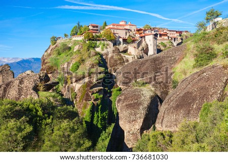 The Monastery of Great Meteoron is the largest monastery at Meteora. Meteora is one of the most precipitously built complexes of Eastern Orthodox monasteries in Greece.