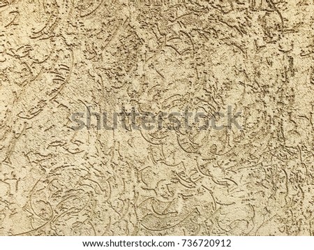 Golden ornamental Concrete wall texture for text and background