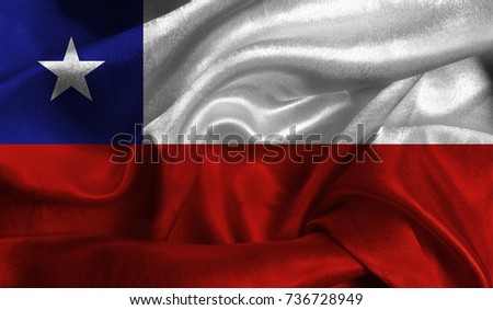 Realistic flag of Chile on the wavy surface of fabric. This flag can be used in design.