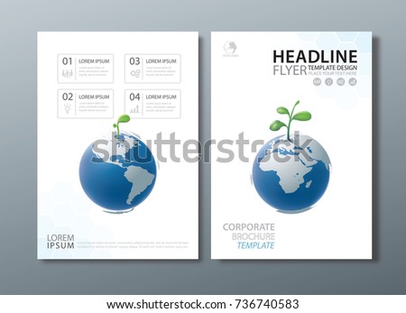 Annual report brochure flyer design template. Eco image.