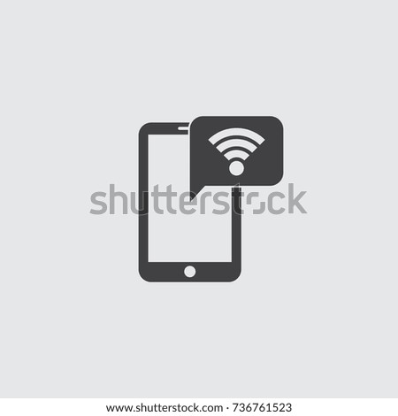 Smartphone with wifi icon in a flat design in black color. Vector illustration eps10