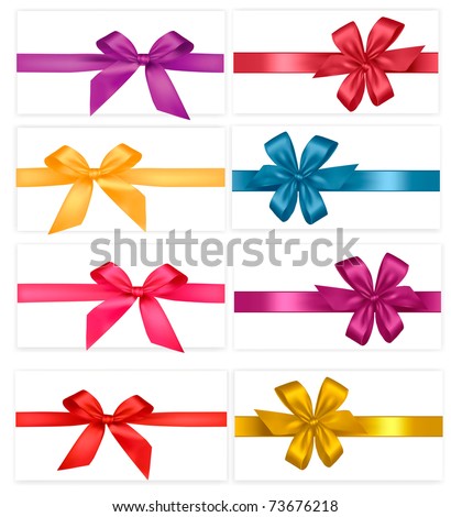 Big set of  gift bows with ribbons. Vector.