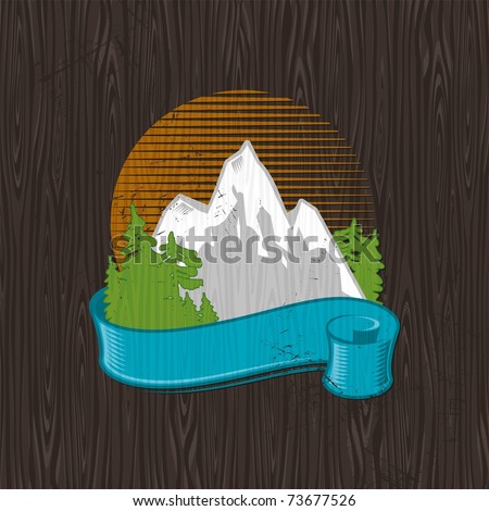 Vector illustration - color landmarks emblem painting on a black wood board