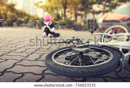 Bicycle accident Royalty-Free Stock Photo #736823131