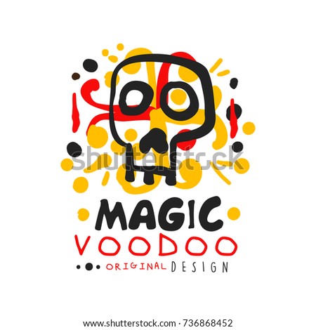 Voodoo African and American magic logo with mystic skull