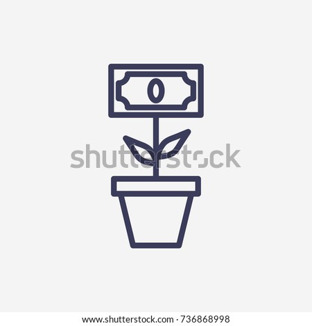 Outline flower pot in money icon illustration vector symbol