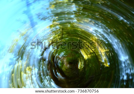spinning effect in the forest.  abstract background.