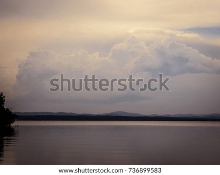 Idyllic heavenly picture - Blue sky with clouds over sea. Nature composition.
