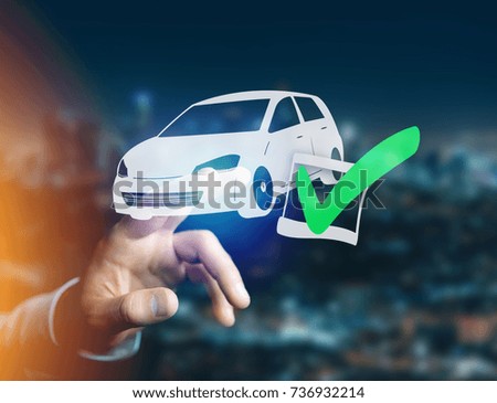 View of a Verified car ready to go on a futuristic interface - transportation and travel concept