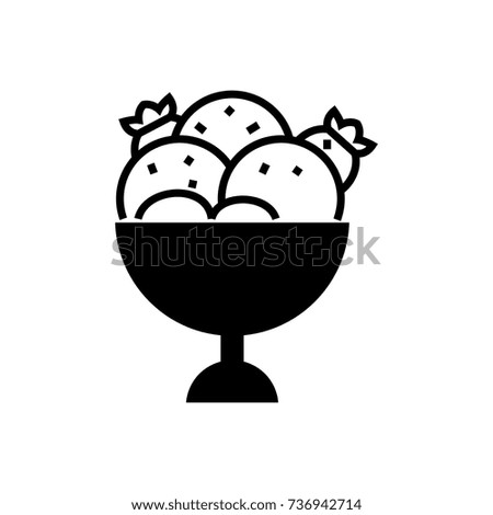 ice cream bowl icon, vector illustration, black sign on isolated background