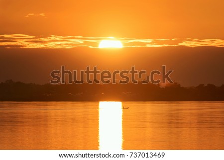 Beautiful sunset above river,cloud on sunset