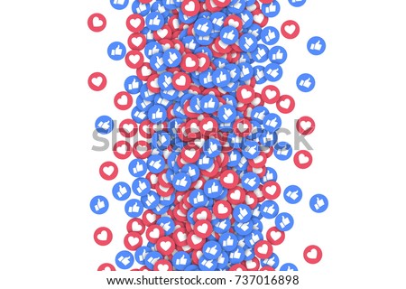 Vector 3D Social Network Like Icons Abstract Illustration Isolated on White Background. Design Elements for Web, Internet, App, Advertisement, Promotion, Marketing, SMM, CEO, Business