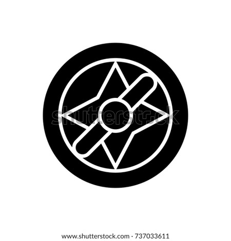 travel compass icon, vector illustration, black sign on isolated background