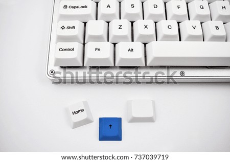 Keyboard stock images. White keyboard on white background. Keyboard detail. Computer keyboard