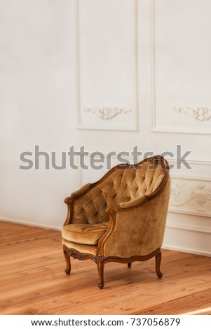 beautiful classic owl chair on a white wall background with stucco
