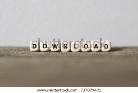 Word DOWNLOAD made with wood building blocks,stock image