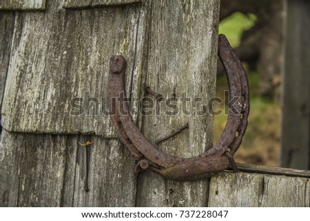 Horseshoe on a wood wall