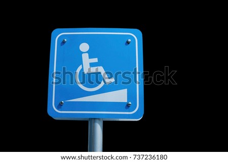 Signs disabled on black background cipping path