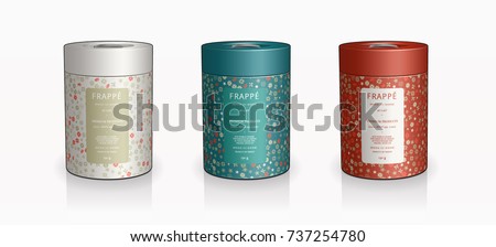 Christmas holidays celebration festive season Cylinder container tea coffee tin packaging design 3D illustration cookie jar