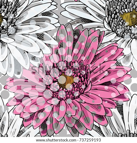 Vector seamless pattern with gerbera 4