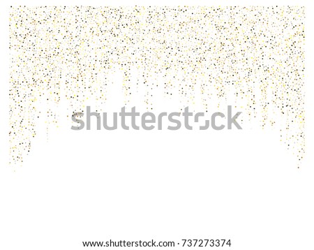 Gold texture festive sparkling confetti. Cosmic vector star dust, Christmas, New Year holidays luxury premium background. Magic decoration, silver, gold texture, firework, falling down stars on white.