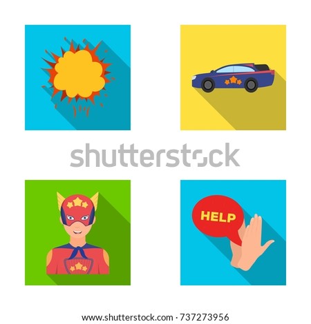 Explosion, fire, smoke and other web icon in flat style.Superman, superforce, cry, icons in set collection.