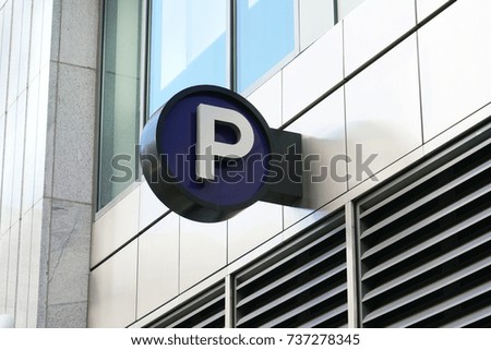 Parking sign outside the city building