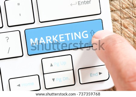 Computer white keyboard with marketing