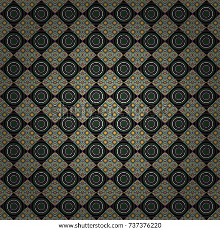 Vector illustration of dynamic composition made of green, brown and black colors rounded shapes lines in diagonal rhythm seamless pattern.