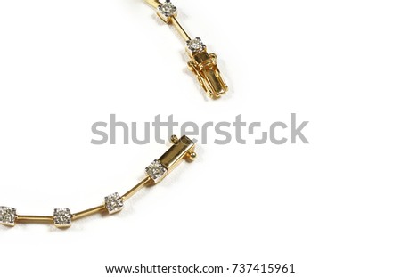 High Value Gems Stone accessories, Gold, Diamond,  brace. Studio lighting white background, HDR stacking macro photo, copy space