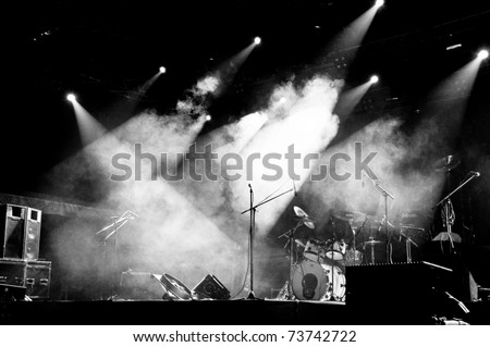 Stage in Lights - Black and White Royalty-Free Stock Photo #73742722