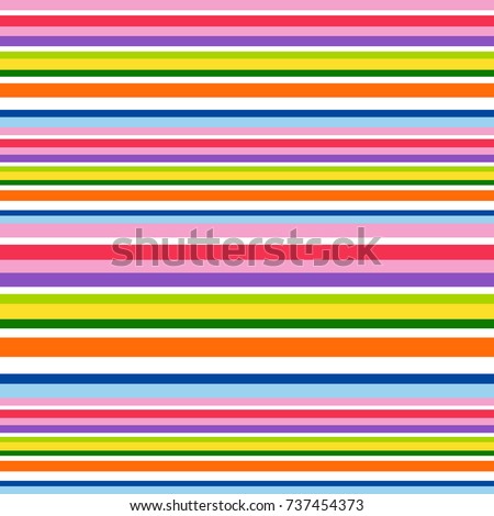 Colorful striped abstract background, variable width stripes. Seamless rainbow horizontal stripes color line art. Seamless pattern design for banner, poster, card, postcard, cover, business card.