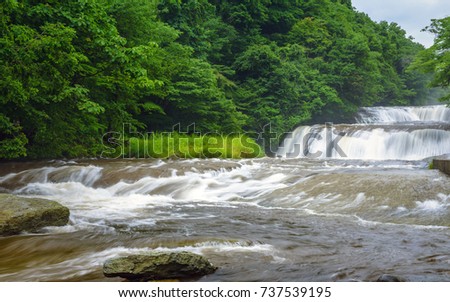 Scenery of the waterfall in the ravine