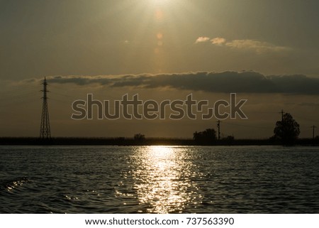Sunset sky in Danube Delta