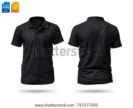 Black shirt isolated on white background. Template of cotton shirt for your design. Clipping paths object. Royalty-Free Stock Photo #737577205