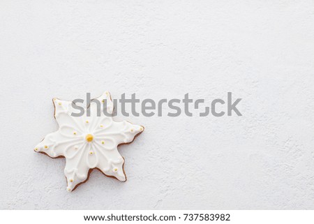 lovely pink gingerbreads on white background - Christmas time