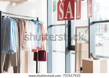 Sale in womens and mens clothes shop