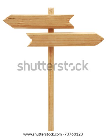 wooden arrows road sign isolated on white