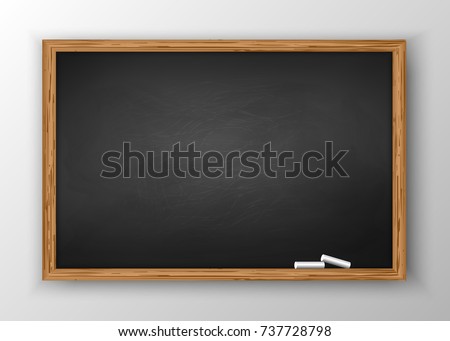 Blackboard with wooden frame, dirty chalkboard. Royalty-Free Stock Photo #737728798