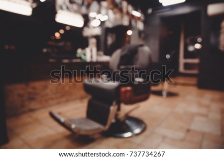Barbershop. Blurred background hairdresser and hair salon, barber shop for men Royalty-Free Stock Photo #737734267