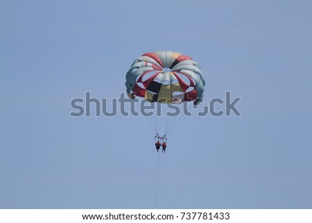 parachute in the Caribbean over the beautiful sea