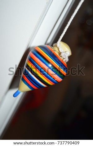 close up view of a vintage toy movement fun.Door view. Artistic photography 
