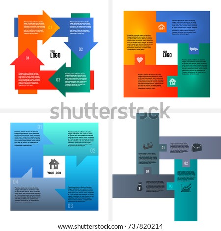 Set Design business presentation arrows style template. Vector illustration for technology infographics, number banners, charts and graphs or powerpoint background, graphs and tables. EPS 10
