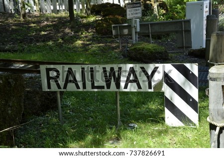 railway train transportation sign in nature 