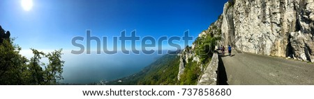 Wonderful view of Trieste 's landscape in Italy where the sea meets the mountains in a unique way. Royalty-Free Stock Photo #737858680