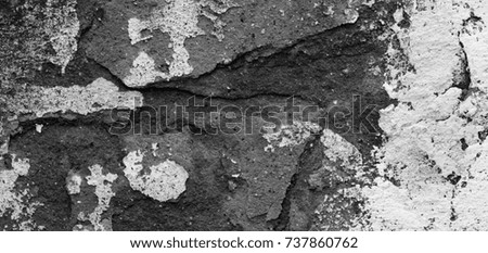 The panorama of the old grunge white wall concrete texture or background