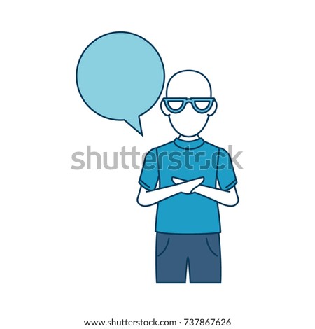 young man with speech bubble avatar character